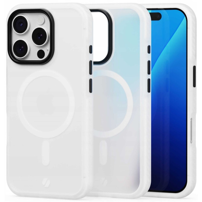 Θήκη iPhone 16 Pro Spacecase Hybrid Fusion Mag Ημιδιάφανη Σκληρή με MagSafe Frost Clear