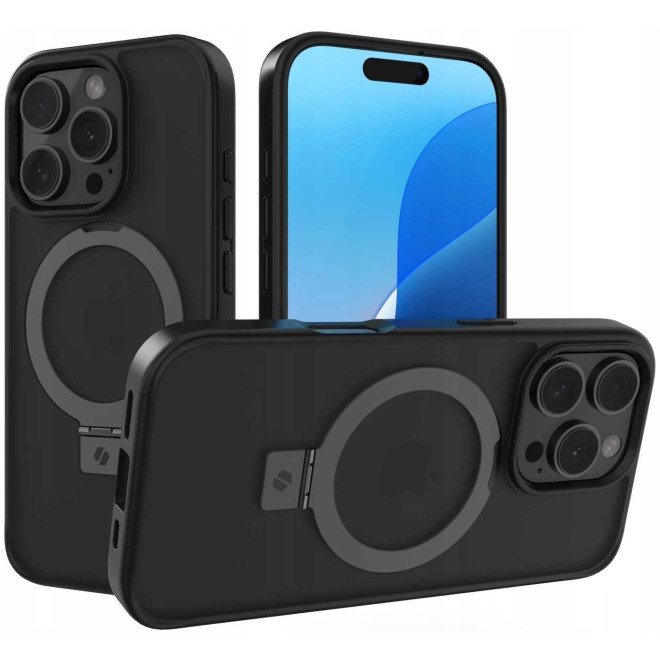 Θήκη iPhone 16 Pro Spacecase Ring Pro Mag Σκληρή με MagSafe & KickStand Black