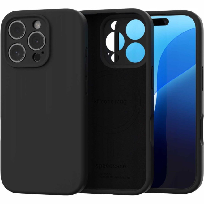 Θήκη iPhone 16 Pro Spacecase Silicone Mag Case Σιλικόνης με MagSafe Black