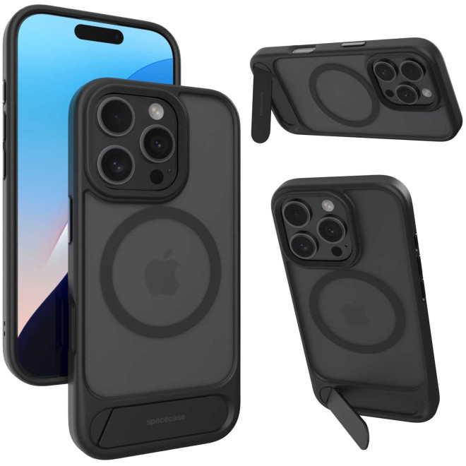 Θήκη iPhone 16 Pro Spacecase Stand Pro Mag Σκληρή με MagSafe & KickStand Black