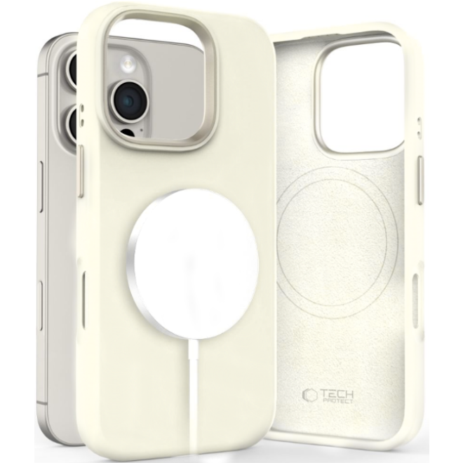 Θήκη iPhone 16 Pro Tech-Protect Silicone Pure MagSafe Σιλικόνης με MagSafe Cosmic Latte