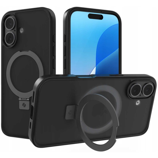 Θήκη iPhone 16 Spacecase Ring Pro Mag Σκληρή με MagSafe & KickStand Black