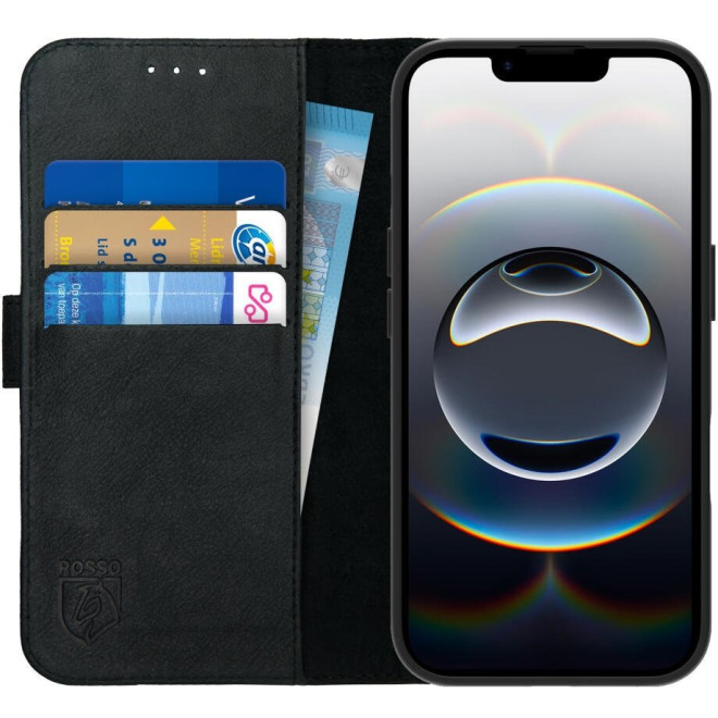 Θήκη iPhone 16e Rosso Deluxe Δερμάτινο Πορτοφόλι Black