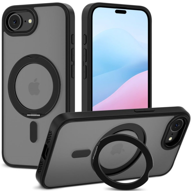 Θήκη iPhone 16e Tech-Protect MagRing Σκληρή Ημιδιάφανη με MagSafe & KickStand Matte Black