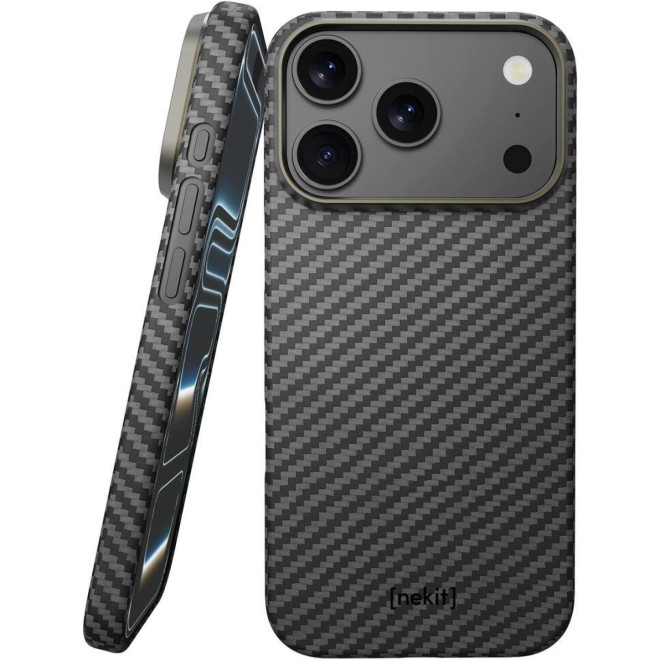 Θήκη iPhone 17 Pro Max Nekit Fiber Σκληρή με MagSafe Aramid Fiber 1mm 1500D Kevlar Black