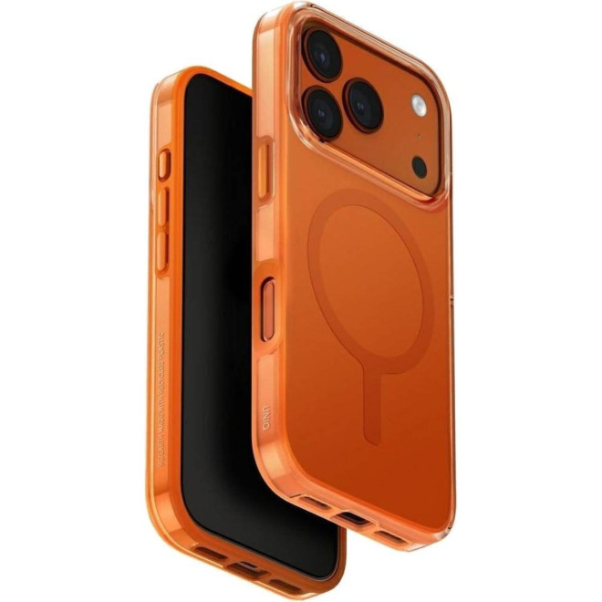 Θήκη iPhone 17 Pro Uniq Clario Ανθεκτική Eco-Friendly Διάφανη με MagSafe Volt Orange