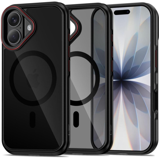 Θήκη iPhone 17 Tech-Protect MagHybrid Ημιδιάφανη Σκληρή με MagSafe & TPU Bumper Black / Red 