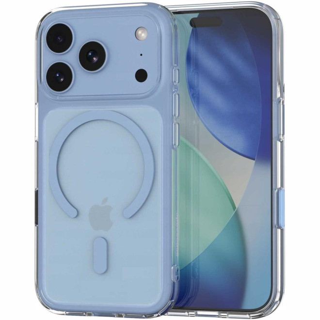 Θήκη iPhone 18 Pro / 17 Pro Spacecase Clear MagSafe Σκληρή Διάφανη με MagSafe Light Blue
