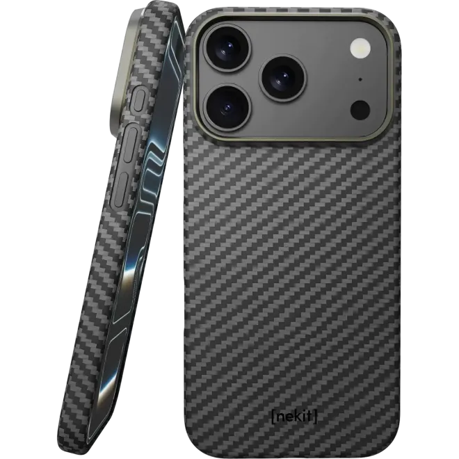 Θήκη iPhone 18 Pro Max Nekit Fiber Σκληρή με MagSafe Aramid Fiber 1mm 1500D Kevlar Black
