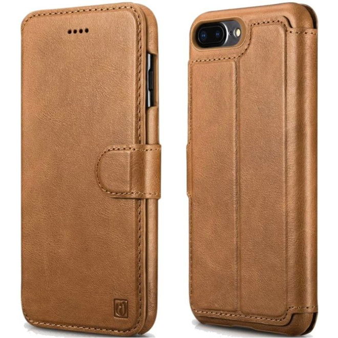 Θήκη iPhone 8 Plus / 7 Plus iCarer Detachable 2 in 1 Wallet & Back Cover Δερμάτινο Πορτοφόλι 2 σε 1 Brown