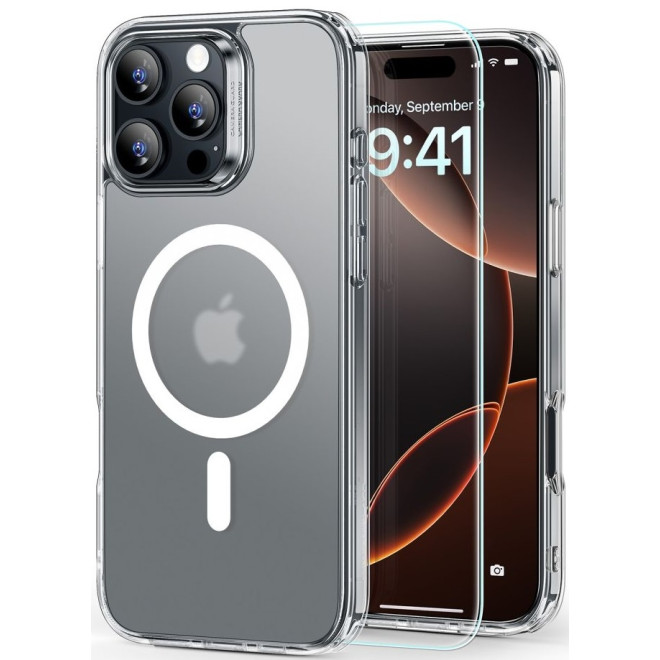 Θήκη & Αντιχαρακτικό Γυαλί Προστασίας Apple iPhone 16 Pro Max - ESR Classic Hybrid HaloLock Σετ Ανθεκτική με MagSafe & Tempered Glass Οθόνης - Frosted Clear