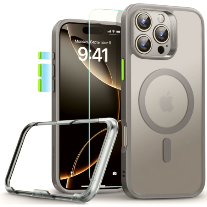 Θήκη & Tempered Glass iPhone 16 Pro Max ESR Classic Pro Set Ανθεκτική με MagSafe / Εναλλάξιμα Κουμπιά & Αντιχαρακτικό Γυαλί Προστασίας Οθόνης Frosted Grey 