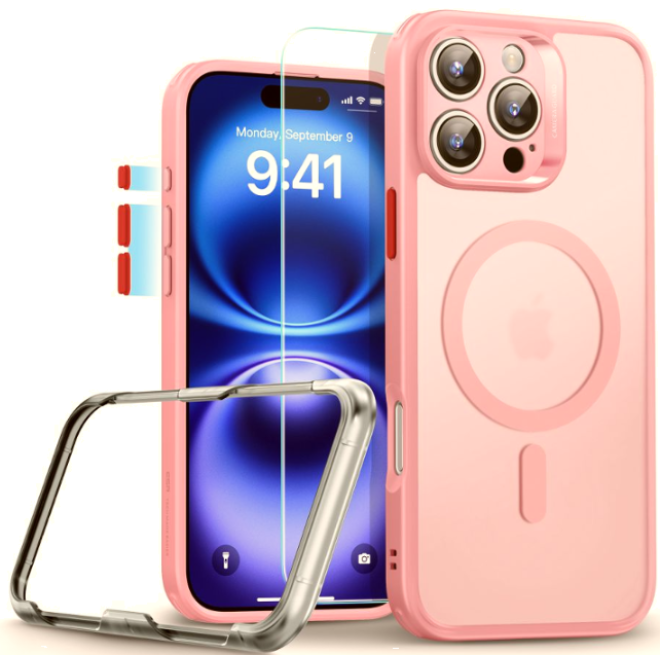 Θήκη & Tempered Glass iPhone 16 Pro Max ESR Classic Pro Set Ανθεκτική με MagSafe / Εναλλάξιμα Κουμπιά & Αντιχαρακτικό Γυαλί Προστασίας Οθόνης Frosted Pink