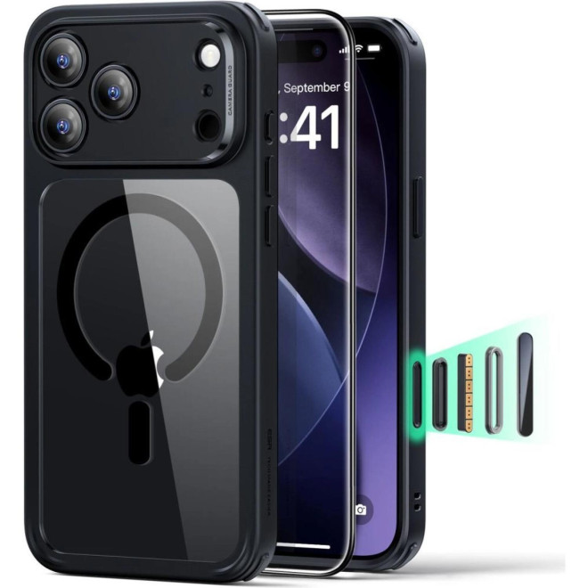 Θήκη & Tempered Glass iPhone 17 Pro ESR Classic Hybrid Magnetic Set Ανθεκτική με MagSafe & Full Face Αντιχαρακτικό Γυαλί Προστασίας Οθόνης Clear / Black