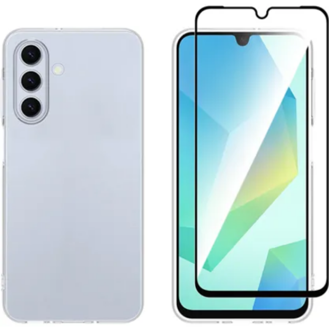 Θήκη & Tempered Glass Samsung Galaxy A26 Vivid Set Gelly Case Σετ Διάφανη Σιλικόνης & Full Face Αντιχαρακτικό Γυαλί Προστασίας Οθόνης Transparent / Black