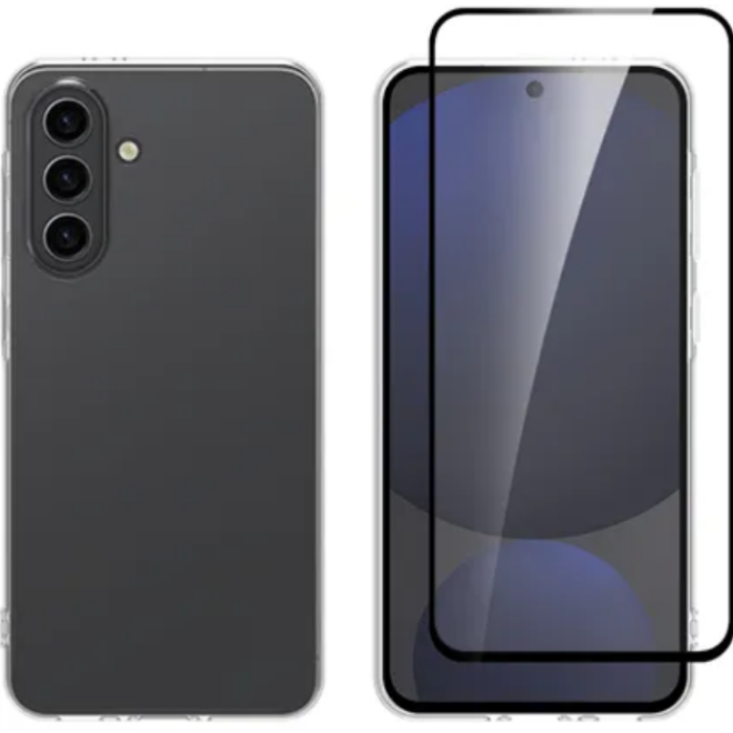 Θήκη & Tempered Glass Samsung Galaxy A36 Vivid Set Gelly Case Σετ Διάφανη Σιλικόνης & Full Face Αντιχαρακτικό Γυαλί Προστασίας Οθόνης Transparent / Black