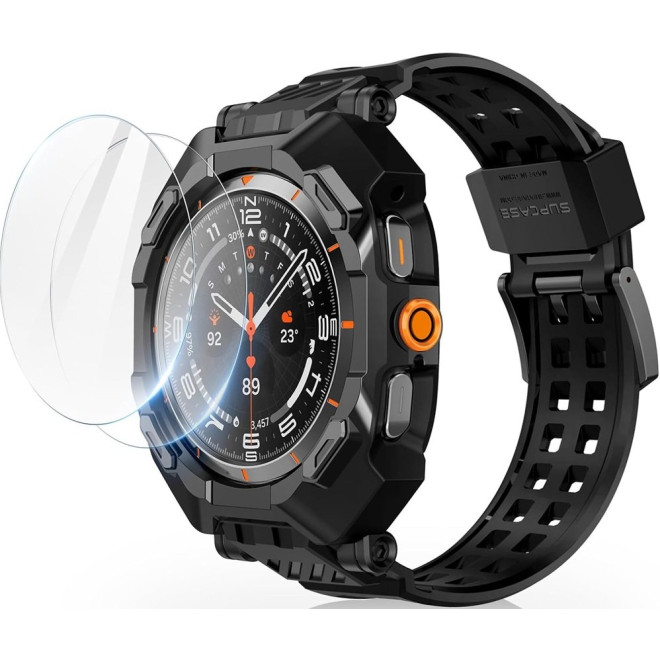 Θήκη & Tempered Glass Samsung Galaxy Watch Ultra 47mm Supcase Unicorn Beetle Pro Ανθεκτική Unibody με 2 x Αντιχαρακτικά Γυαλία Προστασίας Black