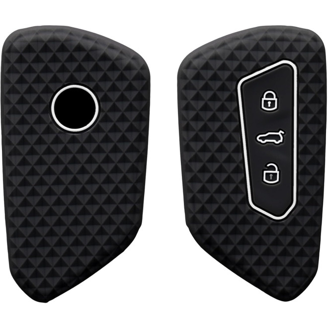 Θήκη Κλειδιού Αυτοκινήτου Volkswagen / Skoda / Seat KW από Premium Σιλικόνη 3 Κουμπιά Black / White