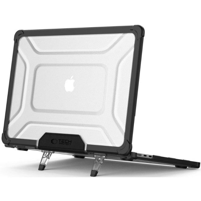 Θήκη MacBook Air 15" 2025 / 2024 /2023 Tech-Protect SmartShell Pro Ανθεκτική Σκληρή με KickStand Black / Clear