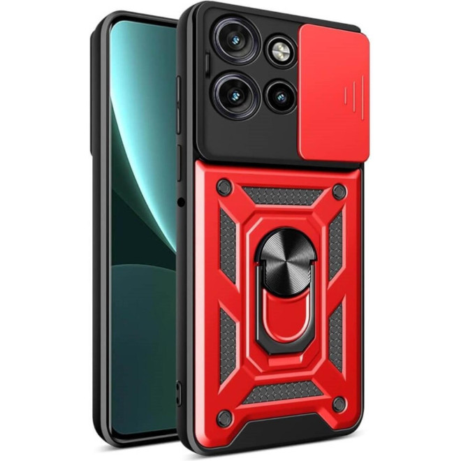 Θήκη Motorola Edge 60 Neo / Edge 50 Neo Bodycell Armor Slide Ανθεκτική με Κάλυμμα για την Κάμερα & Μεταλλικό Ring Holder Red