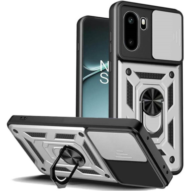 Θήκη OnePlus 15R Bodycell Armor Slide Ανθεκτική με Κάλυμμα για την Κάμερα & Μεταλλικό Ring Holder Silver