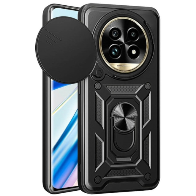 Θήκη Realme 13 Pro / 13 Pro Plus - Bodycell Armor Slide Ανθεκτική με Κάλυμμα για την Κάμερα & Μεταλλικό Ring Holder - Black