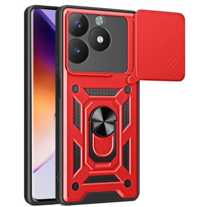 Θήκη Realme C61 / C63 4G - Bodycell Armor Slide Ανθεκτική με Κάλυμμα για την Κάμερα & Μεταλλικό Ring Holder - Red