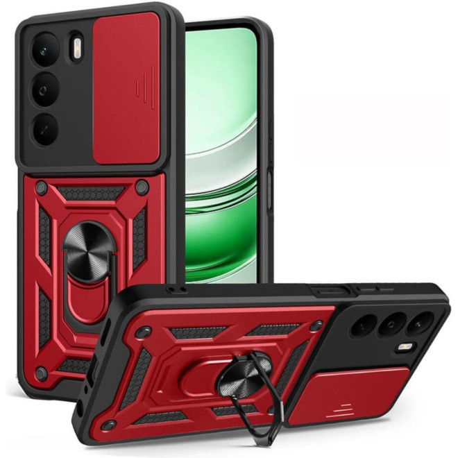 Θήκη Realme C71 Bodycell Armor Slide Ανθεκτική με Κάλυμμα για την Κάμερα & Μεταλλικό Ring Holder Red