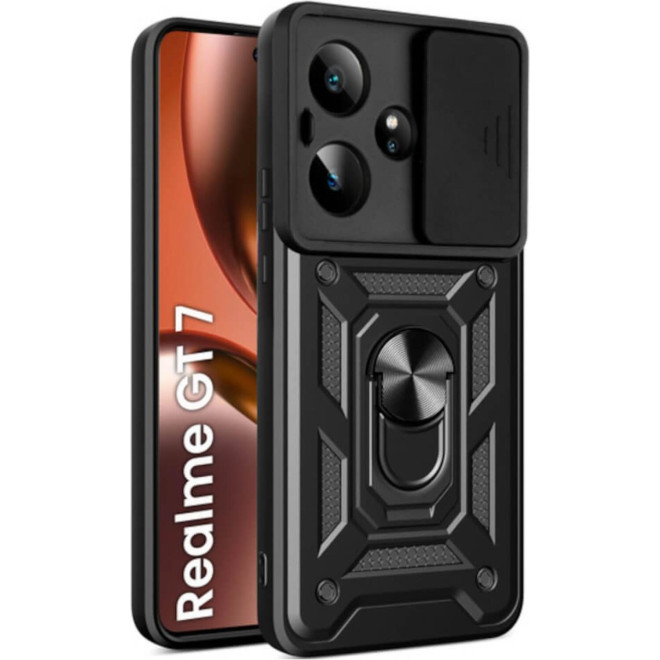 Θήκη Realme GT 7 / GT 7T Bodycell Armor Slide Ανθεκτική με Κάλυμμα για την Κάμερα & Μεταλλικό Ring Holder Black