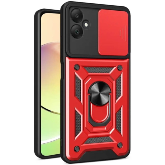 Θήκη Samsung Galaxy A06 Bodycell Armor Slide Ανθεκτική με Κάλυμμα για την Κάμερα & Μεταλλικό Ring Holder Red