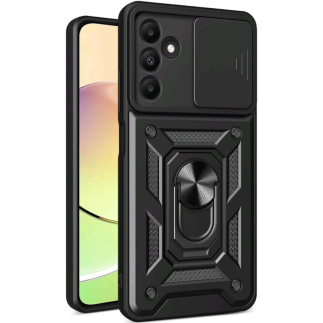 Θήκη Samsung Galaxy A16 - Bodycell Armor Slide Ανθεκτική με Κάλυμμα για την Κάμερα & Μεταλλικό Ring Holder - Black