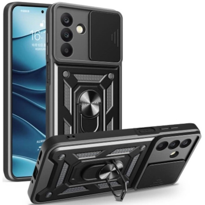 Θήκη Samsung Galaxy A26 Bodycell Armor Slide Ανθεκτική με Κάλυμμα για την Κάμερα & Μεταλλικό Ring Holder Black