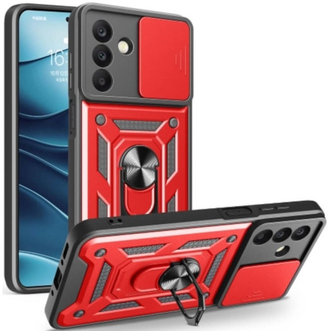 Θήκη Samsung Galaxy A26 Bodycell Armor Slide Ανθεκτική με Κάλυμμα για την Κάμερα & Μεταλλικό Ring Holder Red