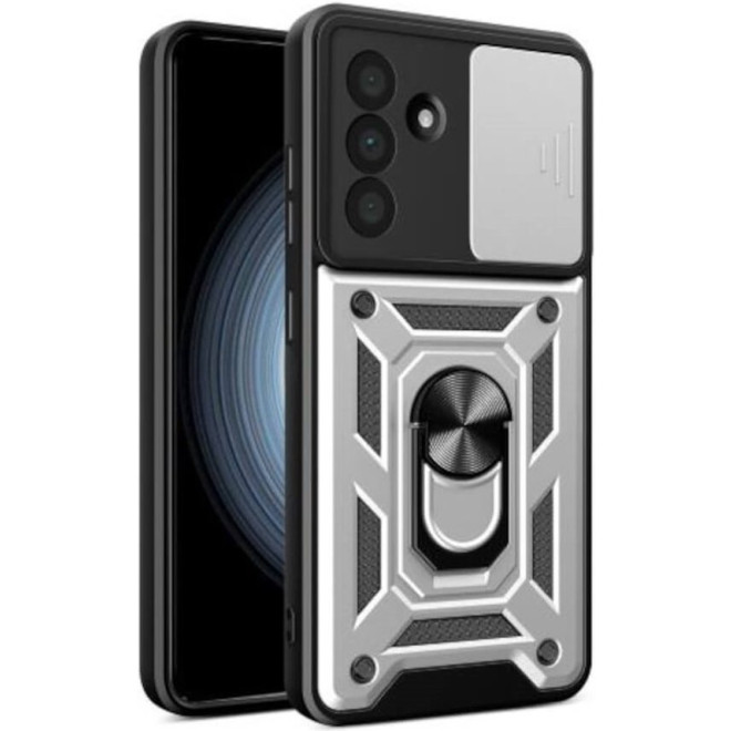 Θήκη Samsung Galaxy A36 Bodycell Armor Slide Ανθεκτική με Κάλυμμα για την Κάμερα & Μεταλλικό Ring Holder Silver