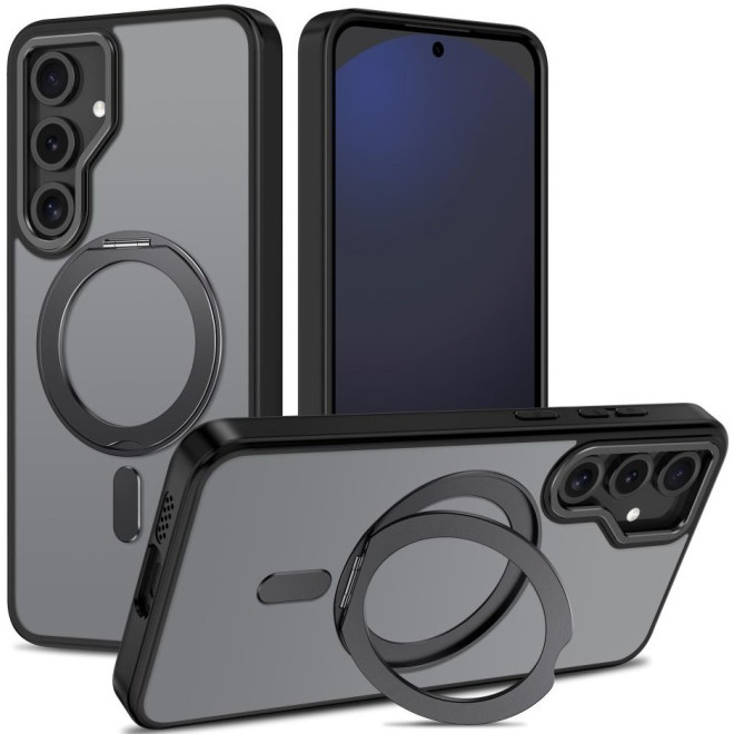 Θήκη Samsung Galaxy S24 FE Tech-Protect MagRing Σκληρή Ημιδιάφανη με MagSafe & KickStand Matte Black