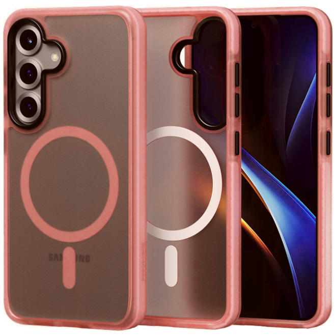 Θήκη Samsung Galaxy S25 Plus Spacecase Hybrid Fusion Mag Ημιδιάφανη Σκληρή με MagSafe Pink