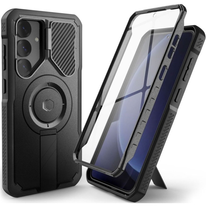 Θήκη Samsung Galaxy S25 Tech-Protect Kevlar MagSafe Plus Full Body 360° με KickStand / Κάλυμμα Κάμερας & MagSafe Black