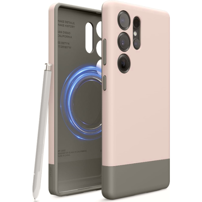 Θήκη Samsung Galaxy S25 Ultra Elago Magnetic Glide Σκληρή με MagSafe Lovely Pink / Medium Grey