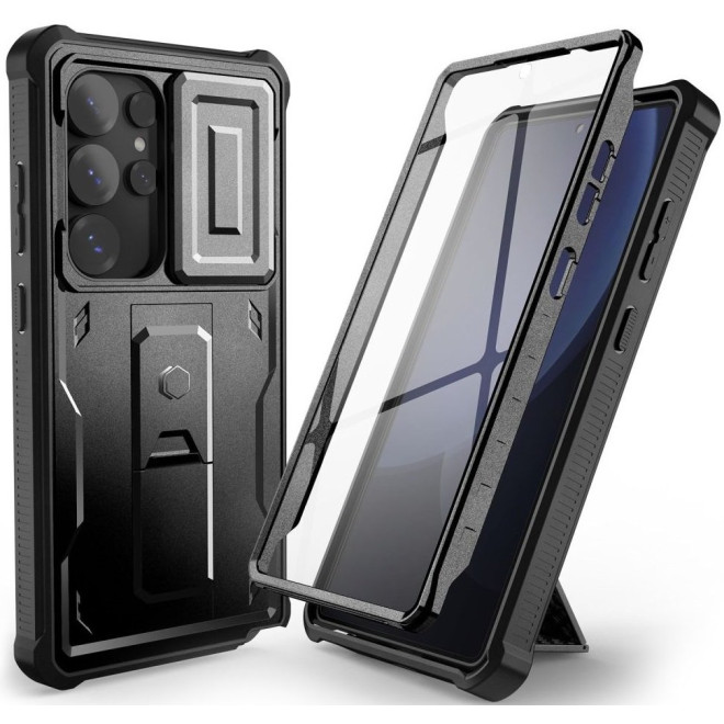 Θήκη Samsung Galaxy S25 Ultra Tech-Protect Kevlar Cam Plus Full Body 360° Ανθεκτική με Κάλυμμα για την Κάμερα Black