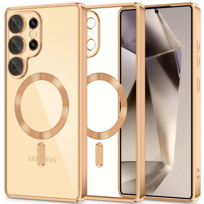 Θήκη Samsung Galaxy S25 Ultra Tech-Protect MagFlex Διάφανη Σιλικόνης με MagSafe Shiny Gold 
