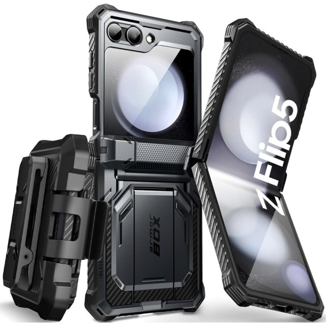 Θήκη Samsung Galaxy Z Flip5 Supcase i-Blason Armorbox Ανθεκτική με Κλιπ Ζώνης & Kickstand Black
