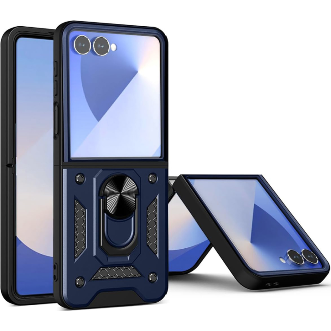 Θήκη Samsung Galaxy Z Flip7 Techsuit CamShield Ανθεκτική με Μεταλλικό Ring Holder Blue