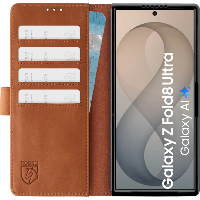 Θήκη Samsung Galaxy Z Fold8 Ultra Rosso Deluxe Δερμάτινο Πορτοφόλι Brown
