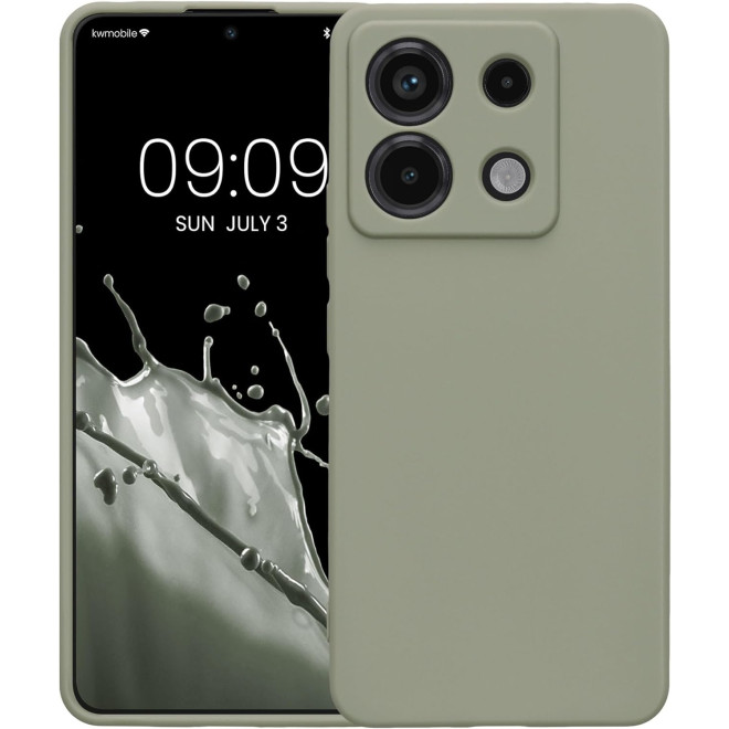 Θήκη Σιλικόνης με Πλαίσιο Κάμερας - Xiaomi Redmi Note 13 Pro 5G / Poco X6 - KWmobile TPU Case with Camera Lens Protector - Gray Green 