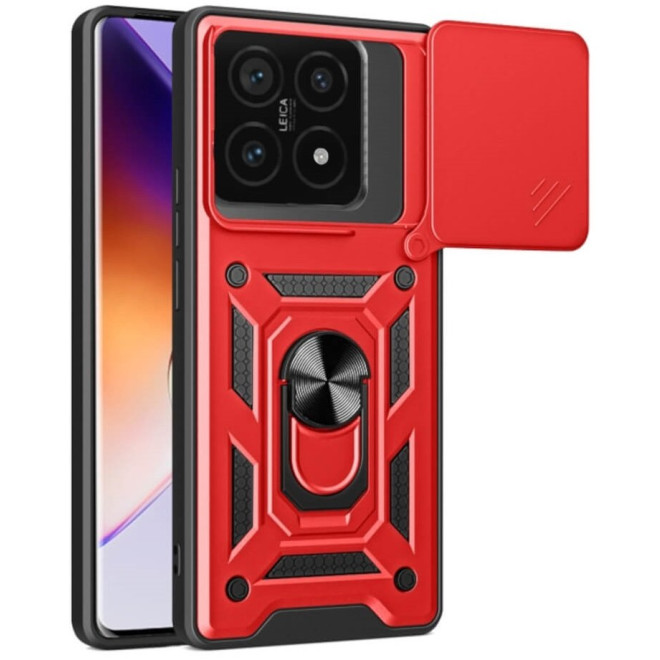 Θήκη Xiaomi 14T Bodycell Armor Slide Ανθεκτική με Κάλυμμα για την Κάμερα & Μεταλλικό Ring Holder Red