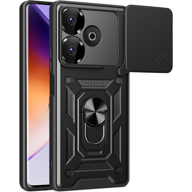 Θήκη Xiaomi Redmi 13 4G / Poco M6 4G / Poco M6 Plus 5G - Bodycell Armor Slide Ανθεκτική με Κάλυμμα για την Κάμερα & Μεταλλικό Ring Holder - Black 