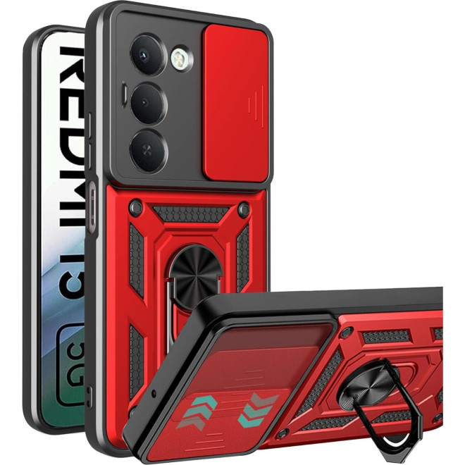 Θήκη Xiaomi Redmi 15 5G Bodycell Armor Slide Ανθεκτική με Κάλυμμα για την Κάμερα & Μεταλλικό Ring Holder Red Θήκη Xiaomi Redmi 15 5G Bodycell Armor Slide Ανθεκτική με Κάλυμμα για την Κάμερα & Μεταλλικό Ring Holder Red