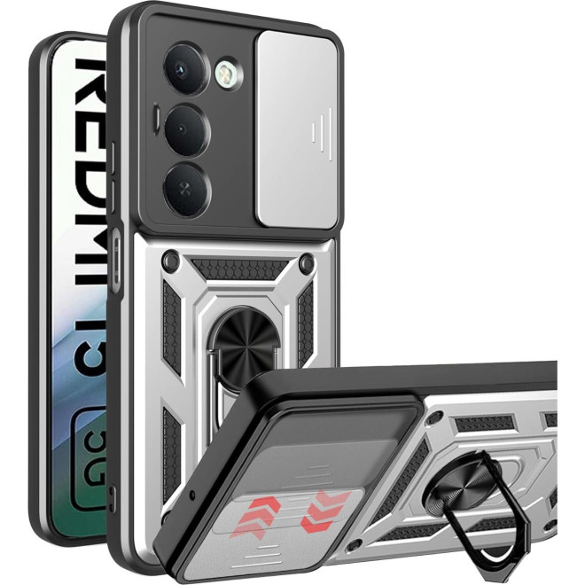 Θήκη Xiaomi Redmi 15 5G Bodycell Armor Slide Ανθεκτική με Κάλυμμα για την Κάμερα & Μεταλλικό Ring Holder Silver Θήκη Xiaomi Redmi 15 5G Bodycell Armor Slide Ανθεκτική με Κάλυμμα για την Κάμερα & Μεταλλικό Ring Holder Silver
