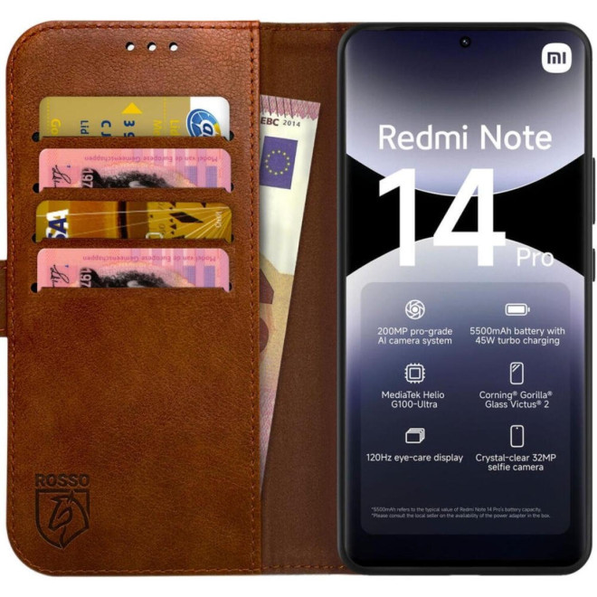 Θήκη Xiaomi Redmi Note 14 Pro 4G Rosso Element PU Πορτοφόλι Brown