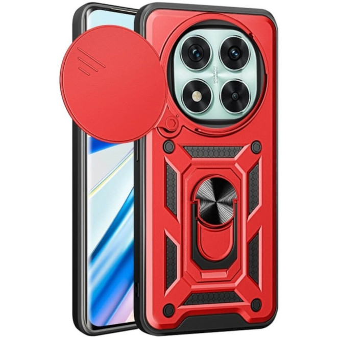 Θήκη Xiaomi Redmi Note 14 Pro 5G / Poco X7 Bodycell Armor Slide Ανθεκτική με Κάλυμμα για την Κάμερα & Μεταλλικό Ring Holder Red